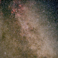 Wide field study of the Cygnus region using a 50mm lens to obtain 5 images covering the whole constellation and surroundings. Following the fifth image is a mosaic obtained by combining the individual images.
Details:-
Equipment - Modified Canon 350D on Astrotrack mount.
Exposure - each image is a stack of 5 to 19 light frames taken at f/4 and ISO 200 for 4 min each.
Processing - Frames were aligned and digitally developed in Images plus and the mosaic was done in Photoshop.