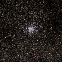 Image of the Wild Duck Cluster taken in very dark skies at the Island Star Party.
Details
2010-09-04 at the Island Star Party - Bright Angel Park, Vancouver Island.
Conditions - clear and very dark, Moist and 10 deg C.
Equipment - WO 105mm refractor with modifed Canon T1i camera on HEQ5 mount.
Exposure - 56 - 1min lights at ISO 800 with darks and flats used for calibration.
Processing in Images Plus and Photoshop.