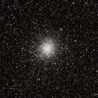 Image of M22, the other great globular cluster (along with M13) in the northern sky. It was taken in very dark skies at the Island Star Party.
Details
2010-09-04 at the Island Star Party - Bright Angel Park, Vancouver Island.
Conditions - clear and very dark, Moist and 10 deg C.
Equipment - WO 105mm refractor with modifed Canon T1i camera on HEQ5 mount.
Exposure - 33 - 1min lights at ISO 800 with darks and flats used for calibration.
Processing in Images Plus and Photoshop.